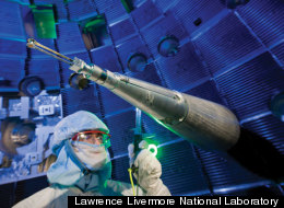 Target Positioner: Before each experiment, a positioner precisely centers the target inside the target chamber and serves as a reference to align the laser beams.