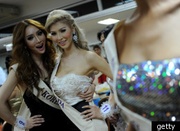 Jenna Talackova (right) as seen at a 2010 competition.