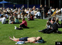 Tops off in Spinningfields in Manchester city centre