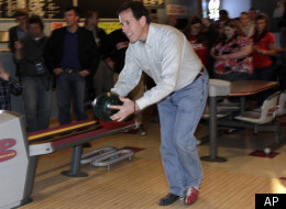 Rick Santorum visited a bowling alley in Wisconsin on Wednesday.