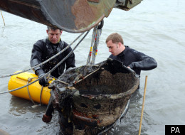 Royal Navy divers deal with a WWII V2 Rocket