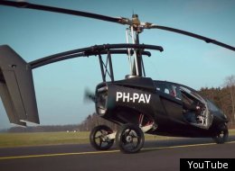 The newly announced PAL-V One runs on three wheels like some kind of car/motorcycle hybrid, but find some open space, pop out the tail, lift the rotors and you've got an instant helicopter.