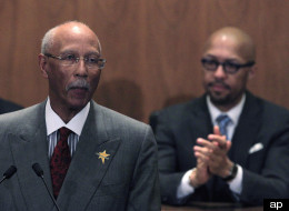 Detroit Mayor Dave Bing (left), Detroit City Council President Charles Pugh