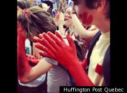 Des étudiants, lors de la manifestation du 22 mars 2012. (Huffington Post Québec)