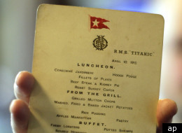 An original Titanic menu from April 10th 1912.