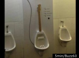A new urinal, Guitar Pee, allows guys to compose solos while emptying their bladders.