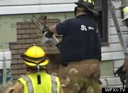 Firefighters cut a 600-pound man from his home in Pennsylvania on Monday.