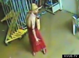 Police say Adam Mabery broke into a Goodwill thrift store in Sherman, Tex., while naked, put on a red dress and a hat and started dancing around the place.