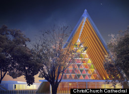 A temporary version of ChristChurch Cathedral in New Zealand is going to be built with cardboard. The original stone church was ruined last year in an earthquake that killed 185 people and destroyed much of the downtown.