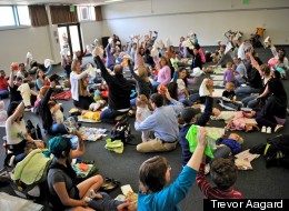 Changing diapers at a 2011 Great Cloth Diaper Change event in the Bay Area.