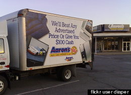 A store and delivery truck from Aaron's, the nation's second largest rent-to-own retailer. From <a href=