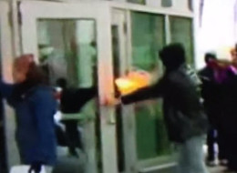 Video footage posted online shows a protester being shot by a Montreal police officer with chemical irritant.
