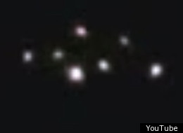 A group of unexplained lights over the Russian city of St. Petersburg on April 9, 2012.