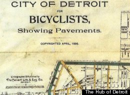This map of Detroit bike routes from 1896 showed cyclists the routes used to escape to the countryside.