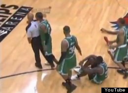 Rajon Rondo gets ejected for bumping an official during Game 1 against the Hawks.