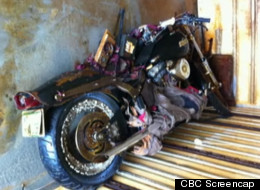 Peter Mark was riding his ATV, exploring an isolated beach on Graham Island on April 18, when he made a spectacular find. (CBC screen capture)