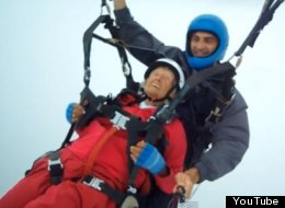 A 104-year-old woman made a second attempt to claim the world's oldest paraglider title in Cyprus earlier this month