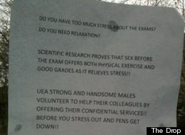 The poster offers free sex services to students