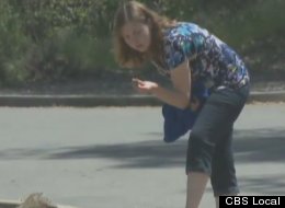 Brenda Salveson reenacts her rare find for local television.