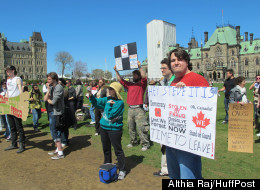 An occupy protest drew approximately 100 people to Parliament Hill Saturday. (Althia Raj/HuffPost)