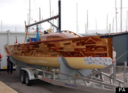 The boat contains pieces of tennis rackets, hockey sticks and more