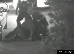 A screenshot of the surveillance footage that captured Kelly Thomas' beating. (YouTube)