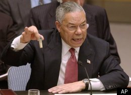 Colin Powell with vial he said could contain anthrax, at the United Nations in 2003.