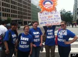 Advocates from the World Wildlife Fund on Tuesday protest Arctic drilling.