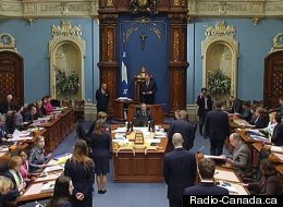 L'Assemblée nationale, le soir du 17 mai. (Radio-Canada.ca)