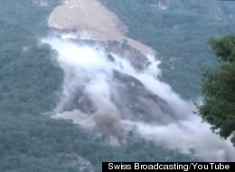 A landslide in the Swiss Alps caused 300,000 cubic meters of rock to slide down a mountainside