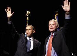 Milwaukee Mayor Tom Barrett (D) campaigning with President Obama in 2010, for Barrett's gubernatorial bid.