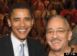 In this undated photo from Trinity United Church of Christ, Democratic presidential candidate Sen. Barack Obama, D-Ill., left, poses with the church's pastor, Rev. Jeremiah Wright in Chicago.