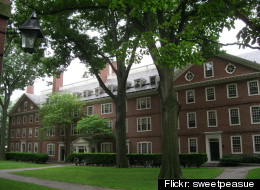 A photo of Harvard Yard. Three in four rich families think that kids should help pay for college, according to a recent survey.