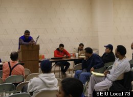 SEIU Local 73 members employed by CPS at a recent meeting.