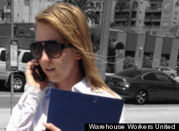 Stephanie Harnett at Walmart's press conference, taken by Warehouse Workers United.