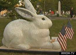 This bunny statue, nicknamed