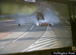 Anthony Davidson's Toyota was sent flying into the air