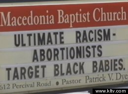 A racially-charged anti-abortion sign appeared in front of Baptist Church in Columbia, S.C.