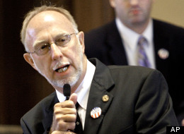 Illinois Sen. Gary Forby, D-Benton, participates in legislative discussions while on the Senate floor at the Illinois state Capitol in Springfield, Ill., Thursday, May 31, 2007. (AP Photo/Seth Perlman)