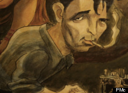 The mural. In this section it features a drawing of Jack Kerouac.