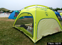 On Sunday, a 30-year-old barreled his truck into a tent (not pictured) at a North Dakota campground, resulting in 4 casualties, including the deaths of 2 children.
