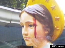 The statue of Mother Mary in Baton Rouge that many believe is bleeding.