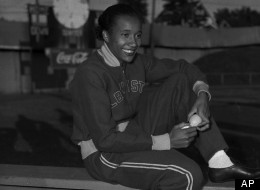 Alice Coachman of Albany, Ga., winner of high jump event in Grand Rapids, Iowa, July 6, 1948. (AP Photo)