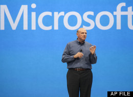 In this Monday, June 18, 2012, file photo, Microsoft CEO Steve Ballmer unveils its