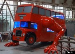 Czech artist David Cerny has created a double-decker bus that does push-ups.