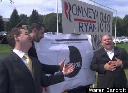 Americans for Inequality group members are pictured at the New Hampshire event on Monday, according to spokesperson Warren Bancroft.
