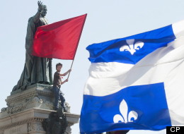 A protester opposing Quebec student tuition fee hikes demonstrates in Montreal, Wednesday, August 22, 2012. THE CANADIAN PRESS/Graham Hughes