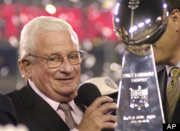 Baltimore Ravens owner Art Modell is seen with the Vince Lombardi Trophy after the Ravens beat the New York Giants 34-7 in Super Bowl XXXV in this Jan. 28, 2001 file photo taken in Tampa, Fla.