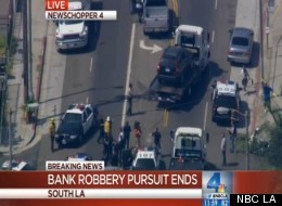Bank robbery suspects led police on a car chase from Sylmar to South LA Wednesday morning.