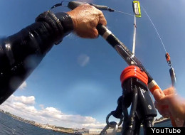 Larry Dennis recorded himself kiteboarding over the Victoria breakwater on Sept. 11, 2012. (YouTube)
